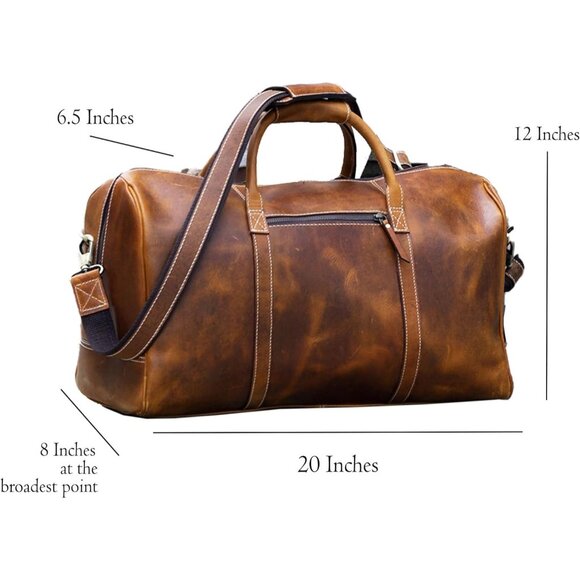 🆕 Women Brown Leather Duffel Bags Full Grain Travel Overnight Weekend  Sports - Picture 7 of 8